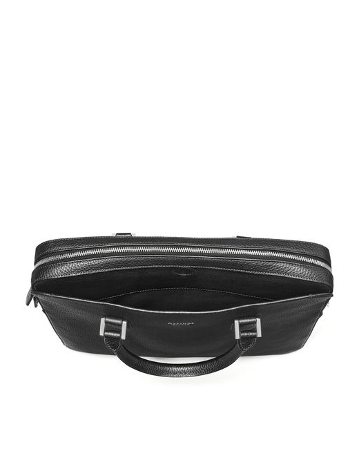 Aspinal Black Leather Shield Briefcase for men