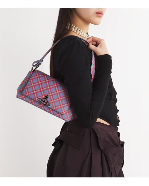 Vivienne Westwood Purple Tartan Print Hazel Top-Handle Bag