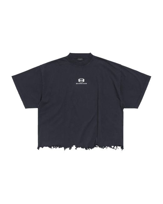 Balenciaga Blue Distressed Unity Sports Icon T-Shirt