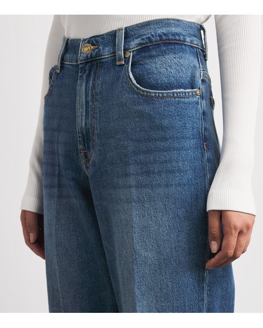 7 For All Mankind Blue Stovepipe Straight Jeans
