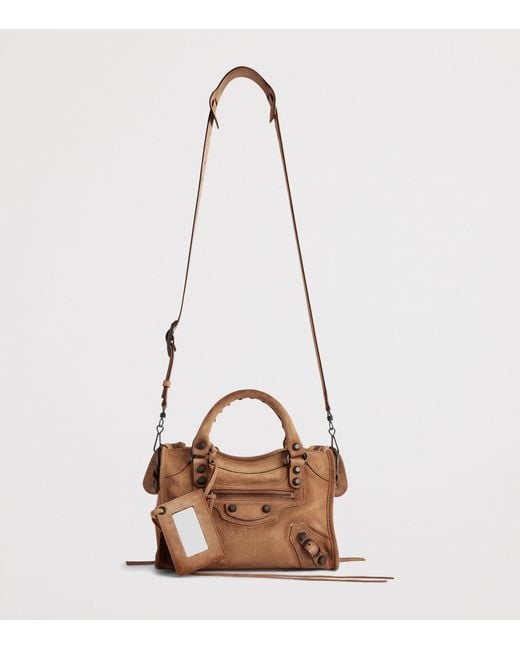 Balenciaga Brown Mini Waxed Suede Le City Top-Handle Bag