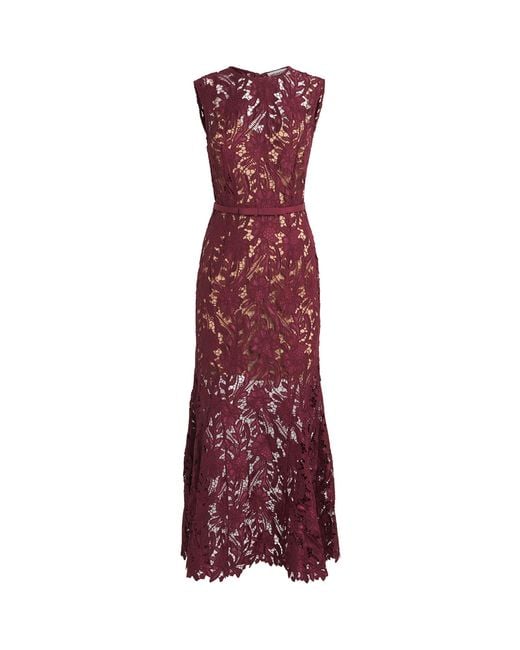 Self-Portrait Purple Guipure Lace Midi Dress