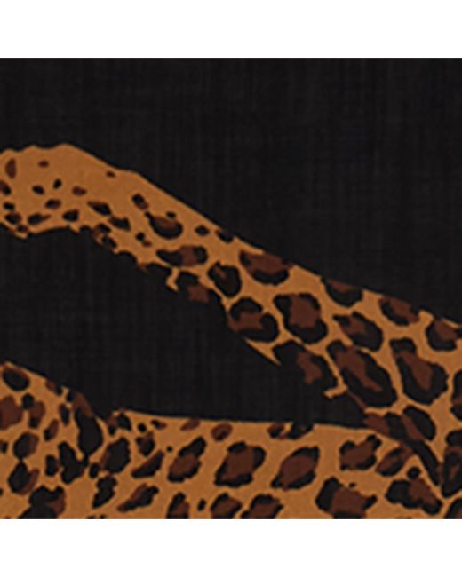 Saint Laurent Black Wool Leopard Scarf