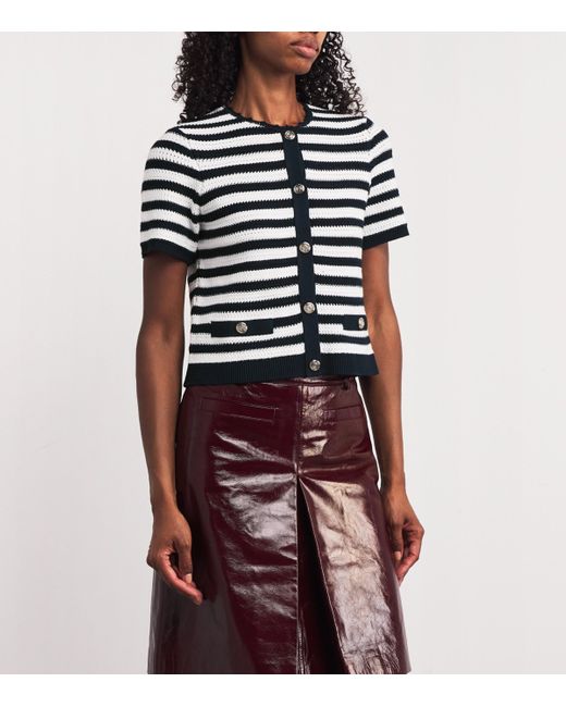 Maje Blue Cropped Stripe Cardigan