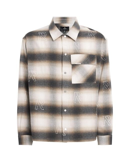 Represent Gray Cotton Initial Flannel Shirt for men