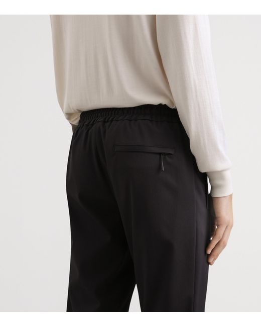 Dolce & Gabbana Black Virgin Wool-Blend Drawstring Straight Trousers for men