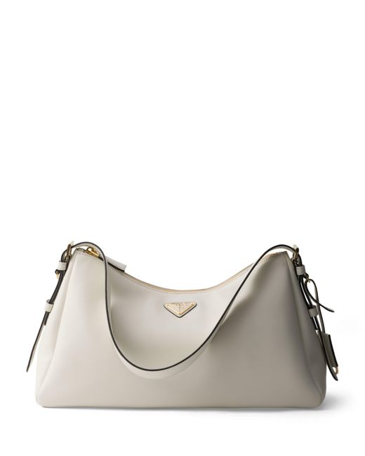 Prada Large Leather Aimee Shoulder Bag in Natural Lyst UK