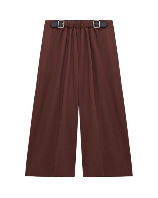 Loewe Purple Cotton-Silk Buckled Cropped Wide-Leg Trousers