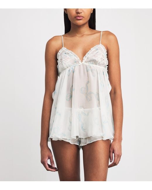 Skims White Silk Bridal Romance Babydoll Slip