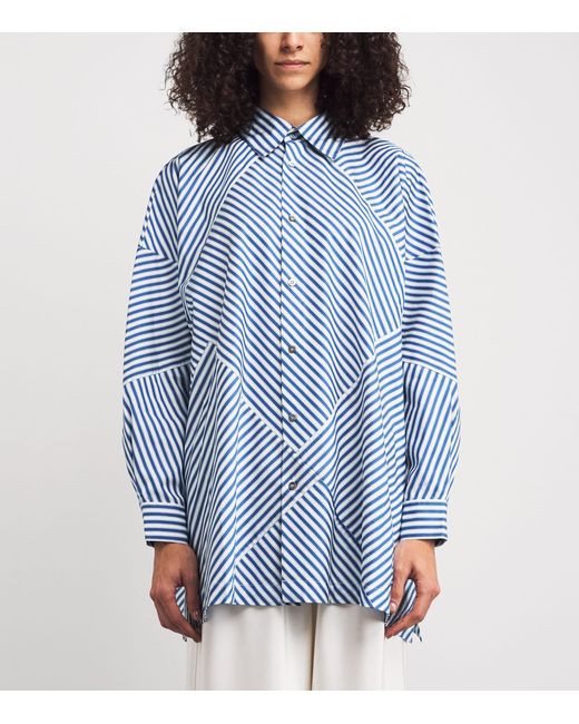 Eskandar Blue Stripe Wide A-Line Shirt