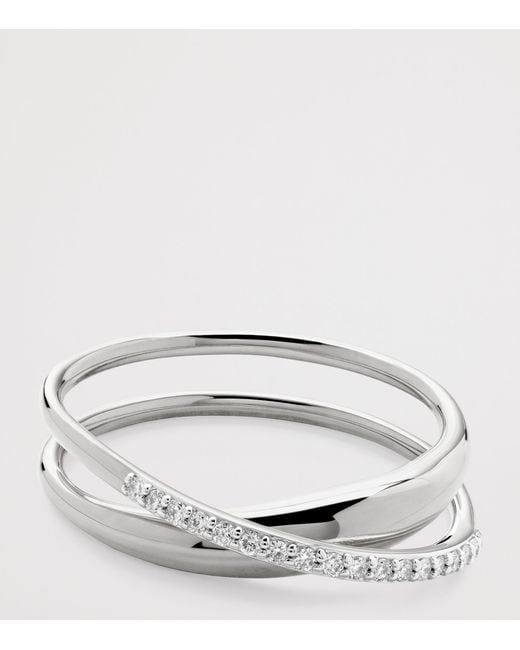 Monica Vinader White Sterling And Diamond Nura Wrap Ring