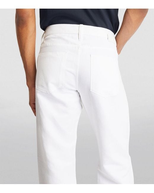 Giorgio Armani White Linen-cotton Straight Jeans for men