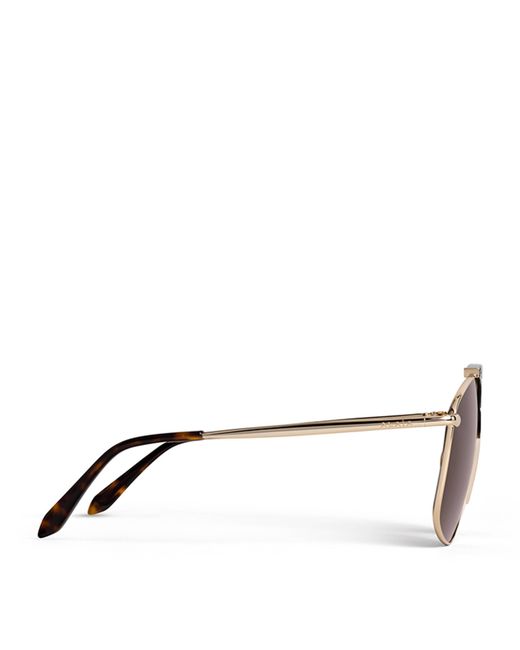 Alaïa Brown Metal Aviator Mask Sunglasses