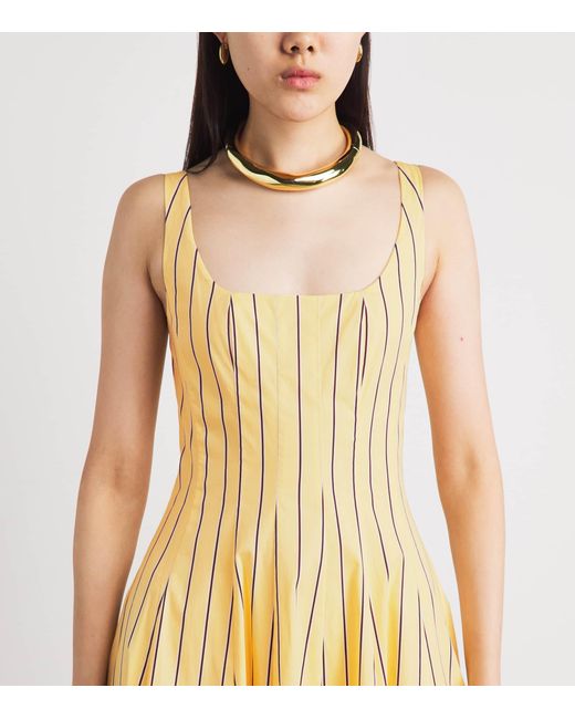 Staud Yellow Stripe Wells Midi Dress