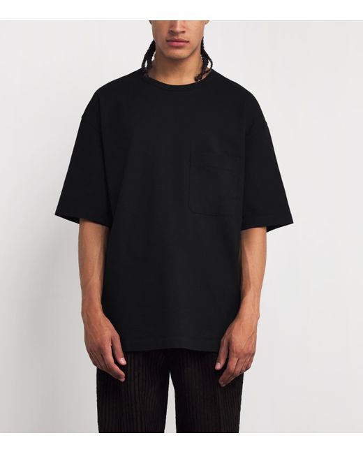 Lemaire Black Cotton-Linen Boxy T-Shirt for men