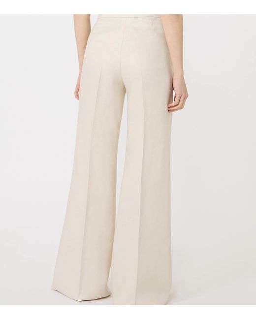 Max Mara White Linen Wide-Leg Trousers
