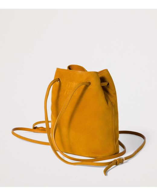 Miu Miu Yellow Lambskin Suede Pouch
