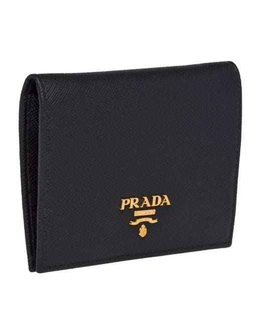 Prada Black Small Saffiano Leather Bifold Wallet