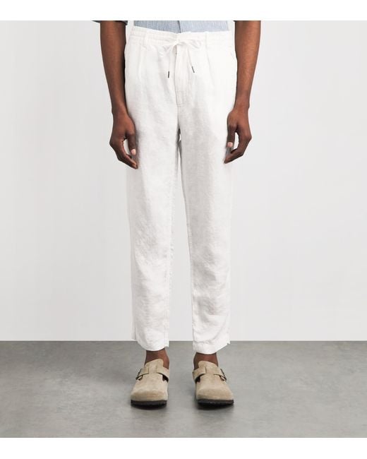 Polo Ralph Lauren White Linen Drawstring Prepster Trousers for men