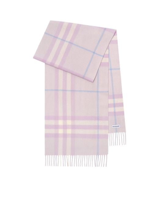Burberry Pink Cashmere Check Scarf