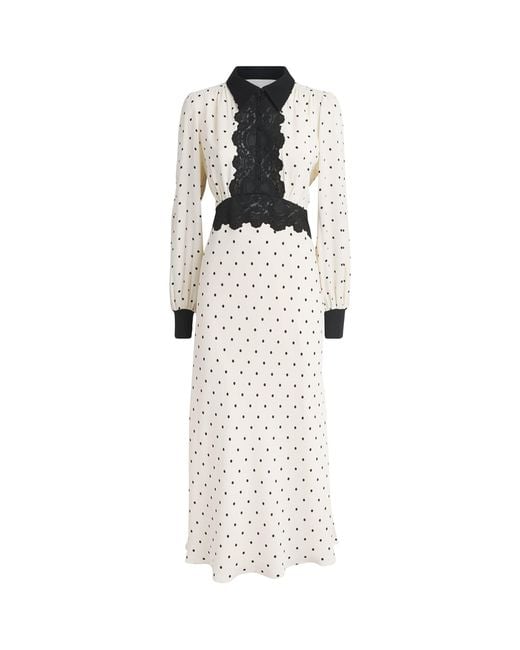 ME+EM White Lace-Trim Polka Dot Maxi Dress