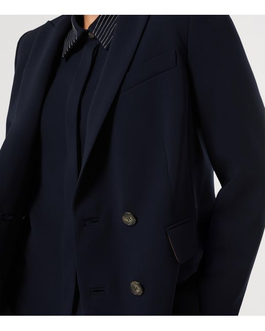 Marina Rinaldi Blue Cady Double-Breasted Blazer
