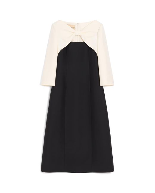 Valentino Black Wool-Silk Crepe Midi Dress