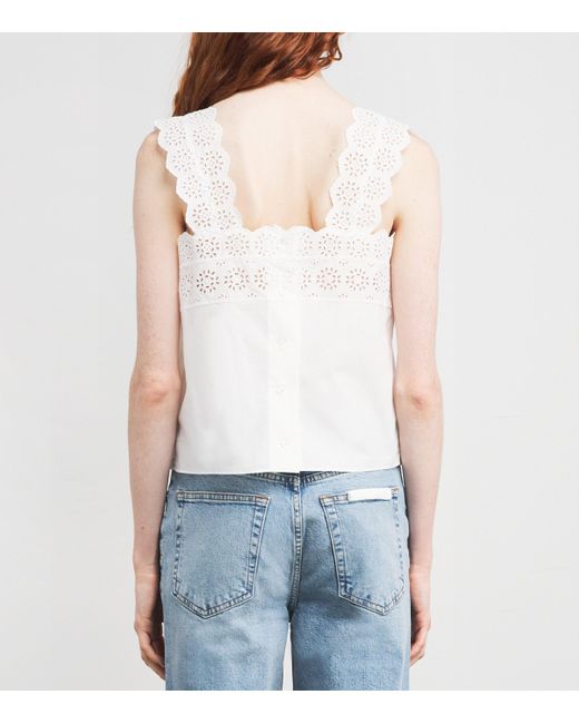 FRAME White Organic Cotton The Eyelet Tank Top