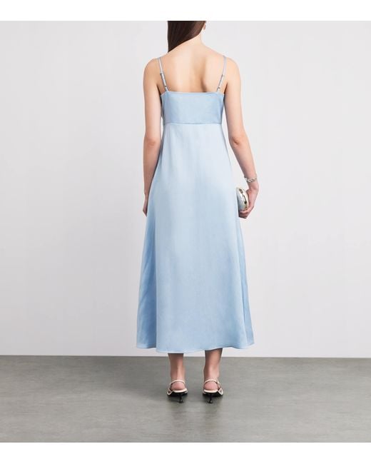Sandro Blue Satin Maxi Dress