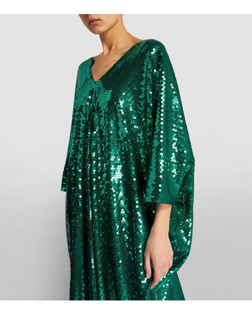Taller Marmo Sequin Kaftan Maxi Dress in Green | Lyst