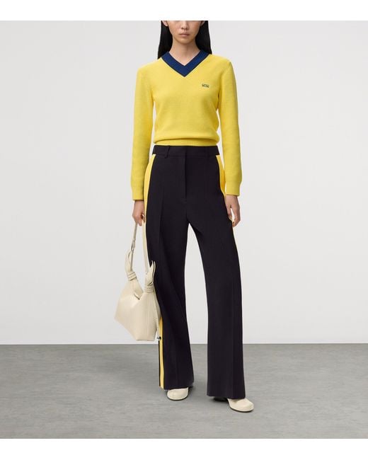 Loewe Yellow Cotton-Wool V-Neck Sweater