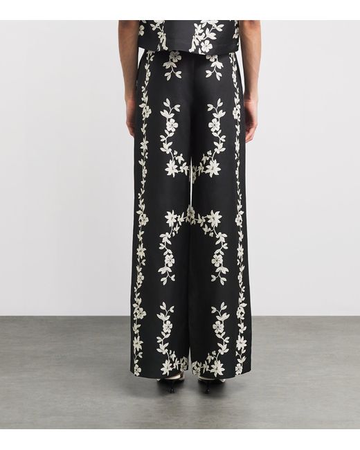 Claudie Pierlot Black Floral Wide-Leg Tailored Trousers
