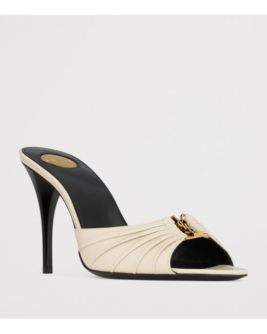Saint Laurent White Leather Babylone Sandals 90