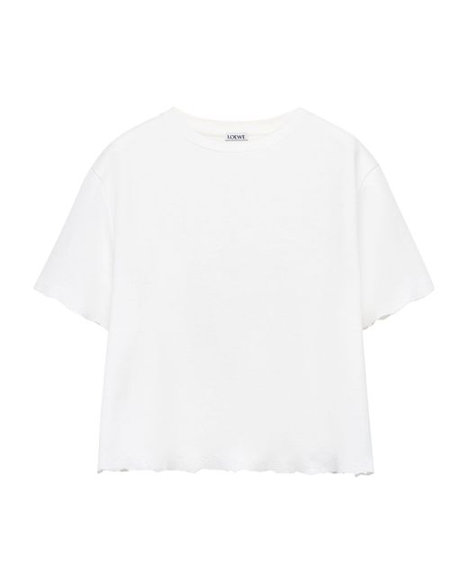 Loewe White Distressed-edge T-shirt