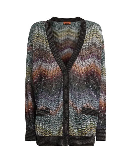 Missoni Gray Sequin Zigzag Cardigan