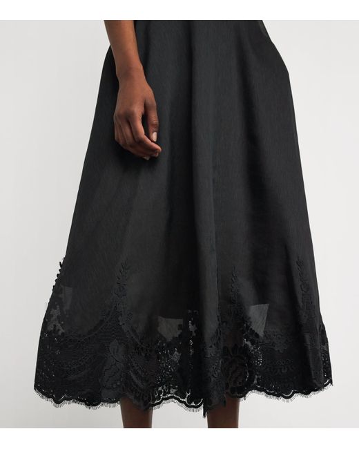 Zimmermann Black Linen-Silk Hypnotic Midi Dress