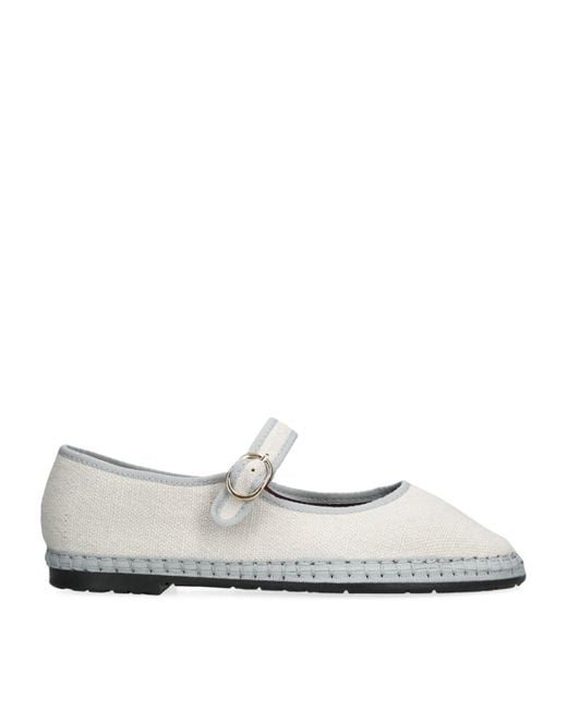 Flabelus White Linen Dalloway Mary Janes