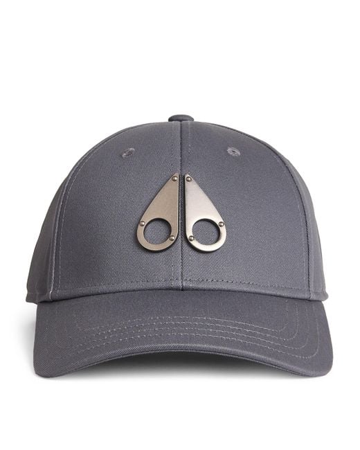 Moose Knuckles Gray Cotton Logo Baseball Cap for men