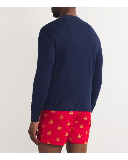 Vilebrequin Blue Cotton Turtle Rayol Sweater for men