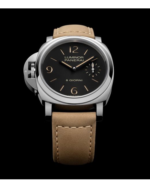 Panerai Black Stainless Steel Luminor Destro Otto Giorni Watch for men