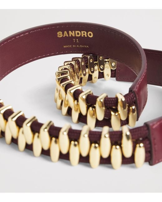 Sandro Purple Leather Studded Belt