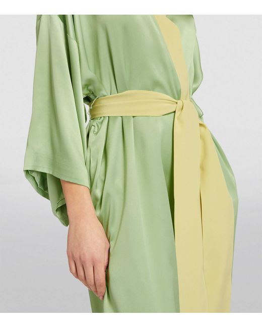 Olivia Von Halle Green Silk Queenie Kimono Robe
