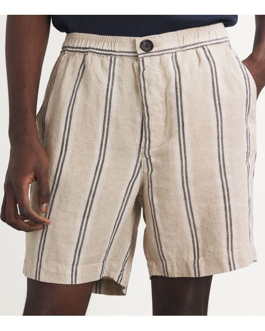 Oliver Spencer Natural Linen Striped Osborne Shorts for men