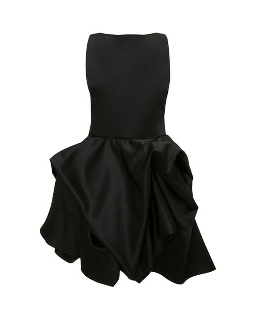 J.W. Anderson Black Asymmetric Peplum Mini Dress