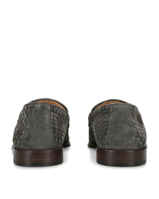 Brunello Cucinelli Gray Suede Woven Loafers for men