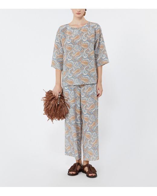 Weekend by Maxmara Blue Silk Paisley Blouse
