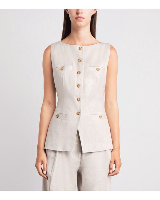 Toccin White Linen-Blend Amra Waistcoat