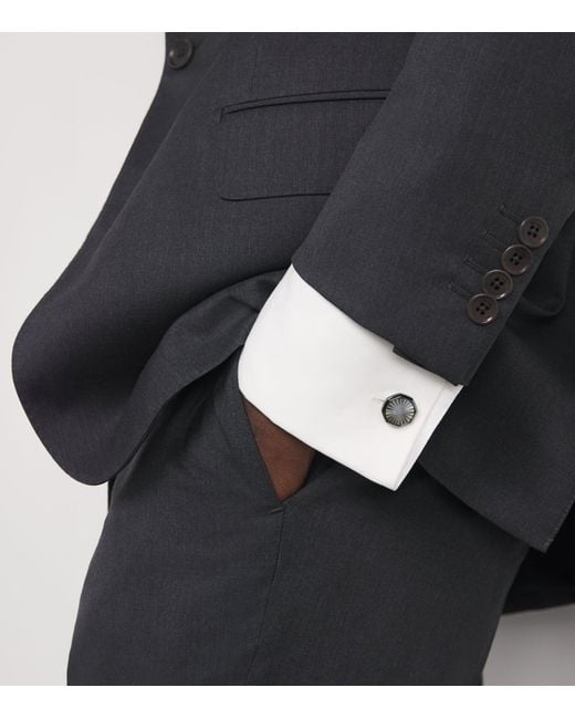 Tateossian Metallic Gunmetal Mother-Of-Pearl Sunbursts Cufflinks for men