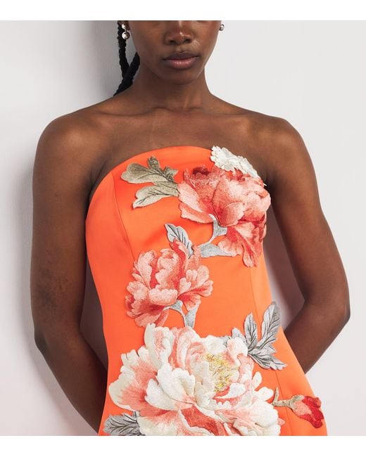 LEO LIN Orange Floral Appliqué Ava Maxi Dress