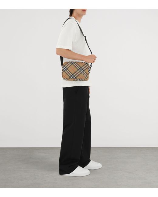 Burberry Gray Check Cross-Body Bag for men
